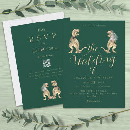 Dinosaur Theme Wedding Green Einladung