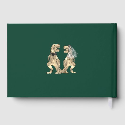 Dinosaur Theme Wedding Green Gästebuch (Rückseite)
