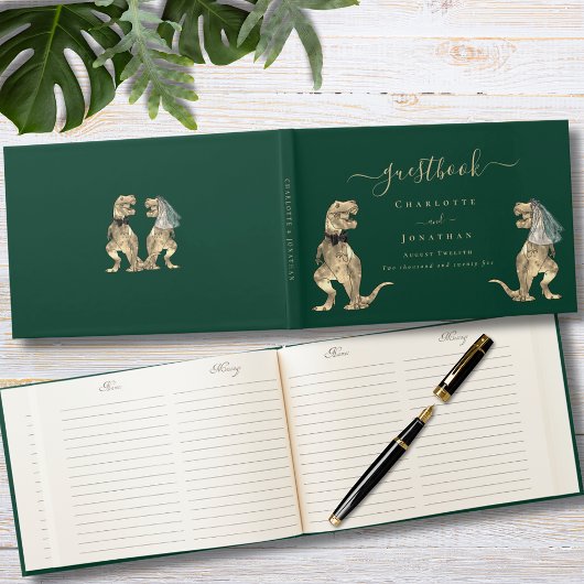 Dinosaur Theme Wedding Green Gästebuch