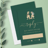 Dinosaur Theme Wedding Green Reply RSVP Karte