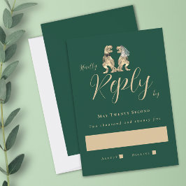 Dinosaur Theme Wedding Green RSVP Karte