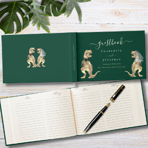 Dinosaur Theme Wedding Green und Gold Gästebuch