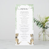 Dinosaur Theme Wedding Menu Menükarte (Stehend Vorderseite)