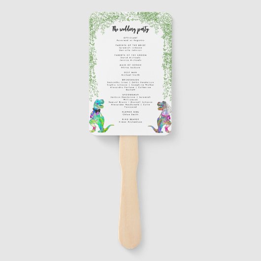 Dinosaur Theme Wedding Program Fächer (Rückseite)