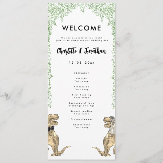 Dinosaur Theme Wedding Program Programm (Vorderseite)