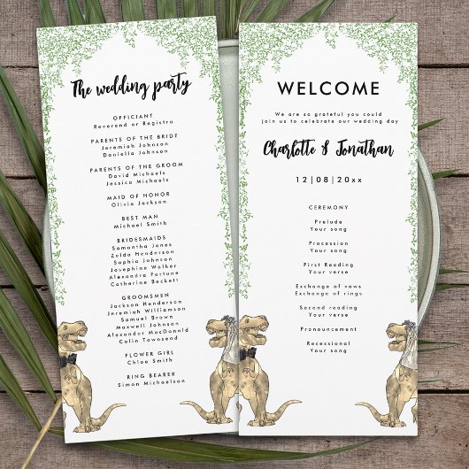 Dinosaur Theme Wedding Program Programm