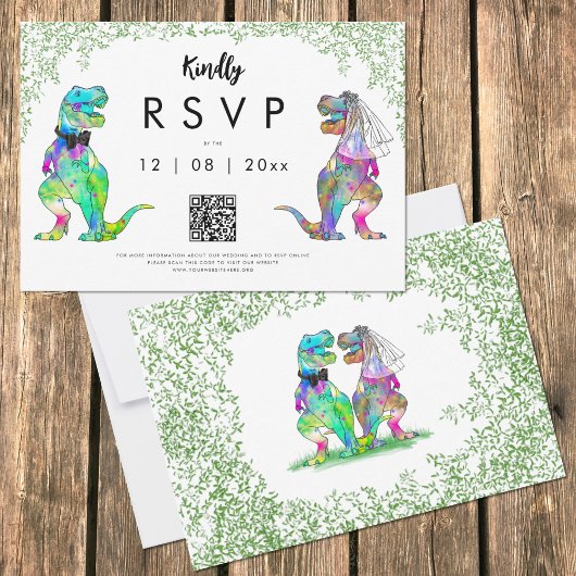 Dinosaur Theme Wedding QR Code Antwort