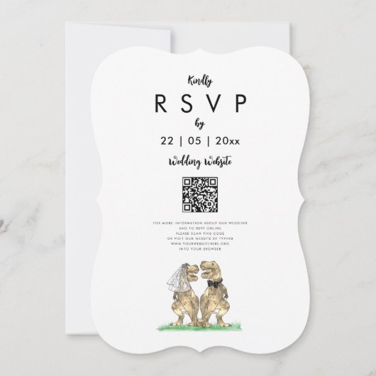 Dinosaur Theme Wedding QR Code Einladung (Rückseite)