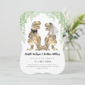 Dinosaur Theme Wedding QR Code Einladung (Stehend Vorderseite)