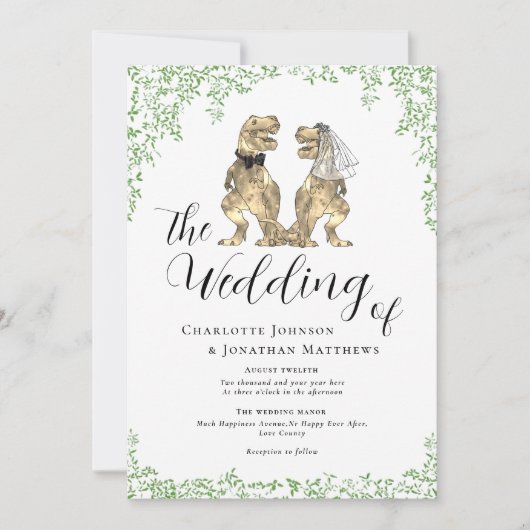 Dinosaur Theme Wedding QR Code Einladung (Vorderseite)