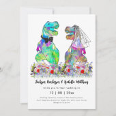 Dinosaur Theme Wedding QR Code Einladung (Vorderseite)