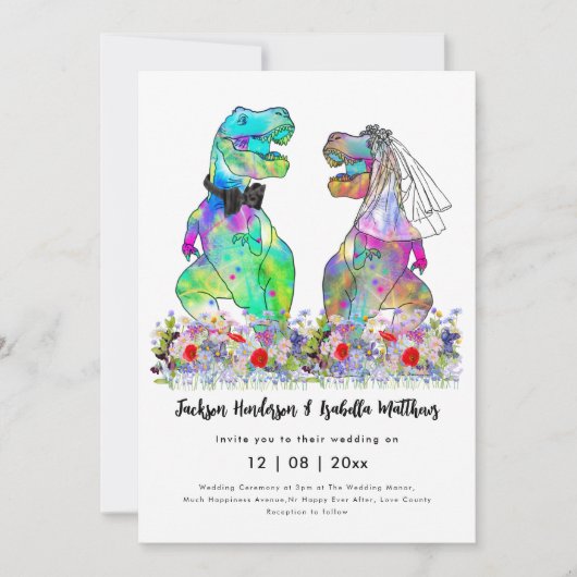 Dinosaur Theme Wedding QR Code Einladung (Vorderseite)