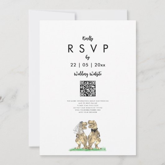Dinosaur Theme Wedding QR Code Einladung (Rückseite)