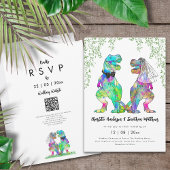 Dinosaur Theme Wedding QR Code Einladung