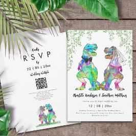 Dinosaur Theme Wedding QR Code Einladung