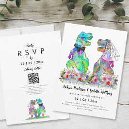 Dinosaur Theme Wedding QR Code Einladung
