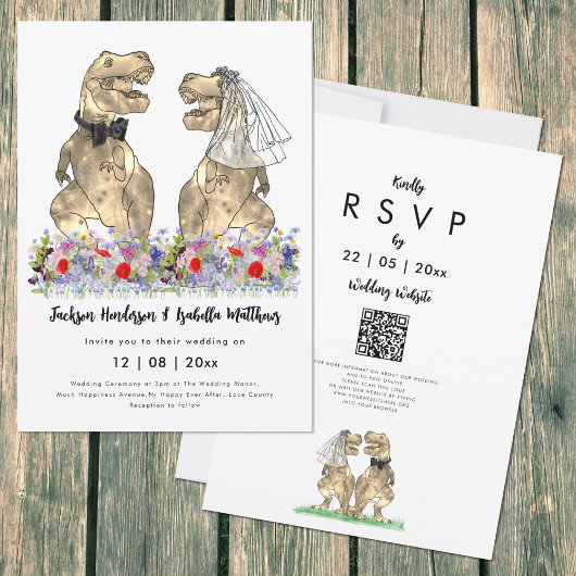 Dinosaur Theme Wedding QR Code Einladung