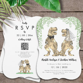 Dinosaur Theme Wedding QR Code Einladung