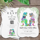 Dinosaur Theme Wedding QR Code Einladung