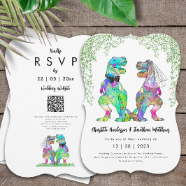 Dinosaur Theme Wedding QR Code Einladung