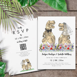 Dinosaur Theme Wedding QR Code Einladung