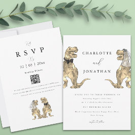 Dinosaur Theme Wedding QR-Code Einladung