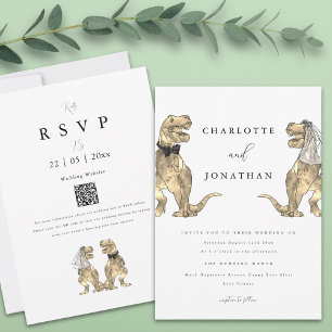 Dinosaur Theme Wedding QR-Code Einladung