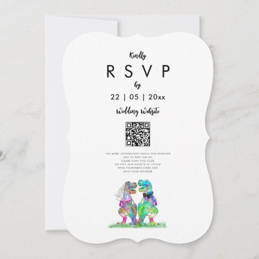 Dinosaur Theme Wedding QR Code Einladung (Rückseite)
