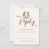 Dinosaur Theme Wedding Reply Burgundy Cream RSVP Karte (Vorderseite)