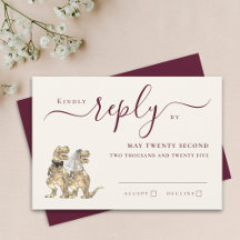 Dinosaur Theme Wedding Reply Burgundy Cream