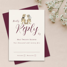 Dinosaur Theme Wedding Reply Burgundy Cream