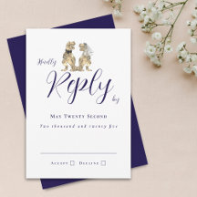 Dinosaur Theme Wedding Reply Navy Blue