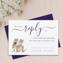 Dinosaur Theme Wedding Reply Navy Blue White