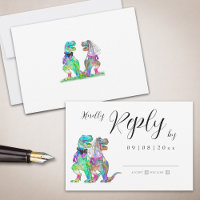 Dinosaur Theme Wedding Reply RSVP Card