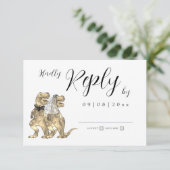 Dinosaur Theme Wedding Reply RSVP Card Karte (Stehend Vorderseite)