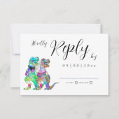 Dinosaur Theme Wedding Reply RSVP Card Karte (Vorderseite)