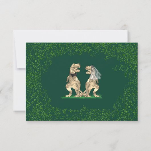 Dinosaur Theme Wedding Reply RSVP Karte (Rückseite)