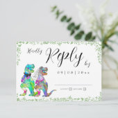 Dinosaur Theme Wedding Reply RSVP Karte (Stehend Vorderseite)