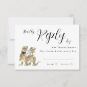 Dinosaur Theme Wedding Reply RSVP Karte (Vorderseite)
