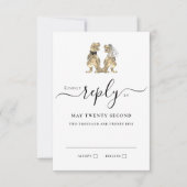 Dinosaur Theme Wedding Reply RSVP Karte (Vorderseite)