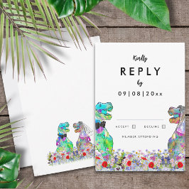 Dinosaur Theme Wedding Reply RSVP Karte