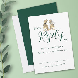 Dinosaur Theme Wedding Reply RSVP Karte