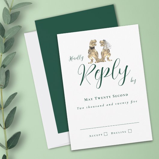 Dinosaur Theme Wedding Reply RSVP Karte