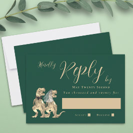 Dinosaur Theme Wedding Reply RSVP Karte