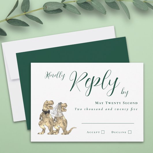 Dinosaur Theme Wedding Reply RSVP Karte