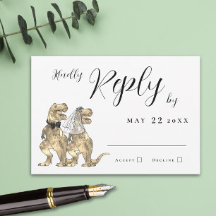Dinosaur Theme Wedding Reply RSVP Karte