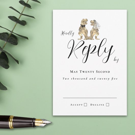 Dinosaur Theme Wedding Reply RSVP Karte