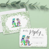 Dinosaur Theme Wedding Reply RSVP Karte
