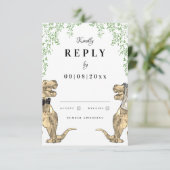 Dinosaur Theme Wedding Reply RSVP Karte (Stehend Vorderseite)