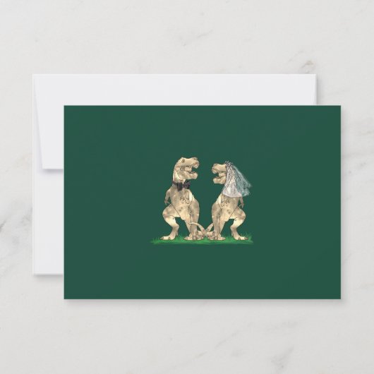 Dinosaur Theme Wedding Reply RSVP Karte (Rückseite)